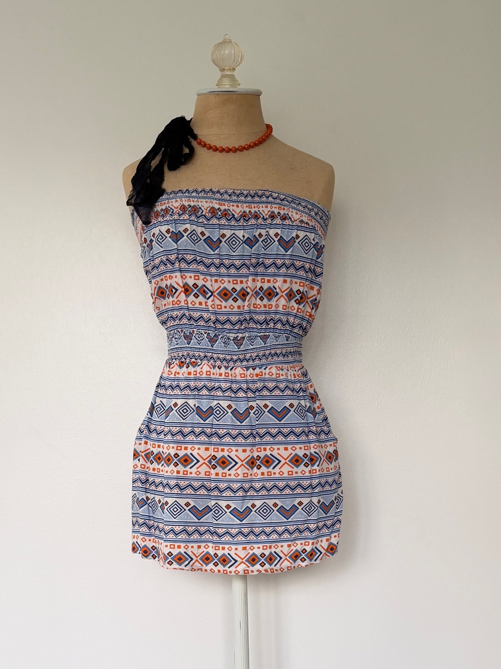 Forever 21 Strapless Aztec-Print Mini Dress in Blue and Orange